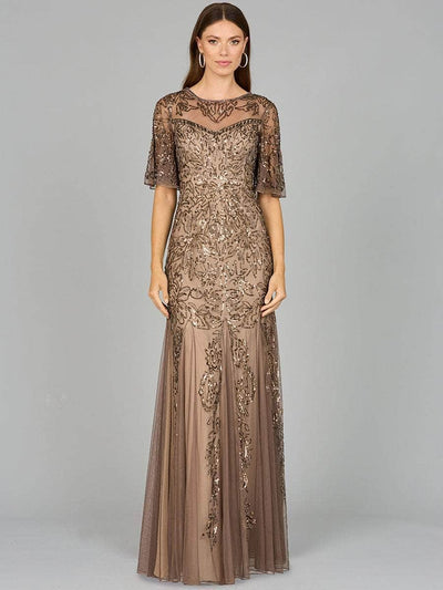 Lara Dresses 29092 - Illusion Jewel Neck Evening Dress Special Occasion Dresses 4/ Bronze