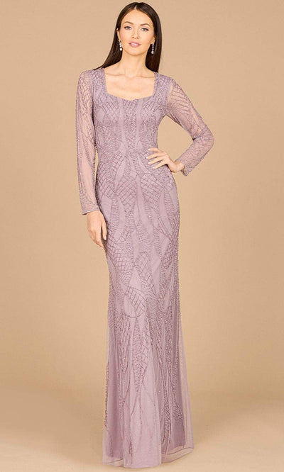 Lara Dresses 29094 - Embellished Square Neck Dress 0 /  Dusty Lavender