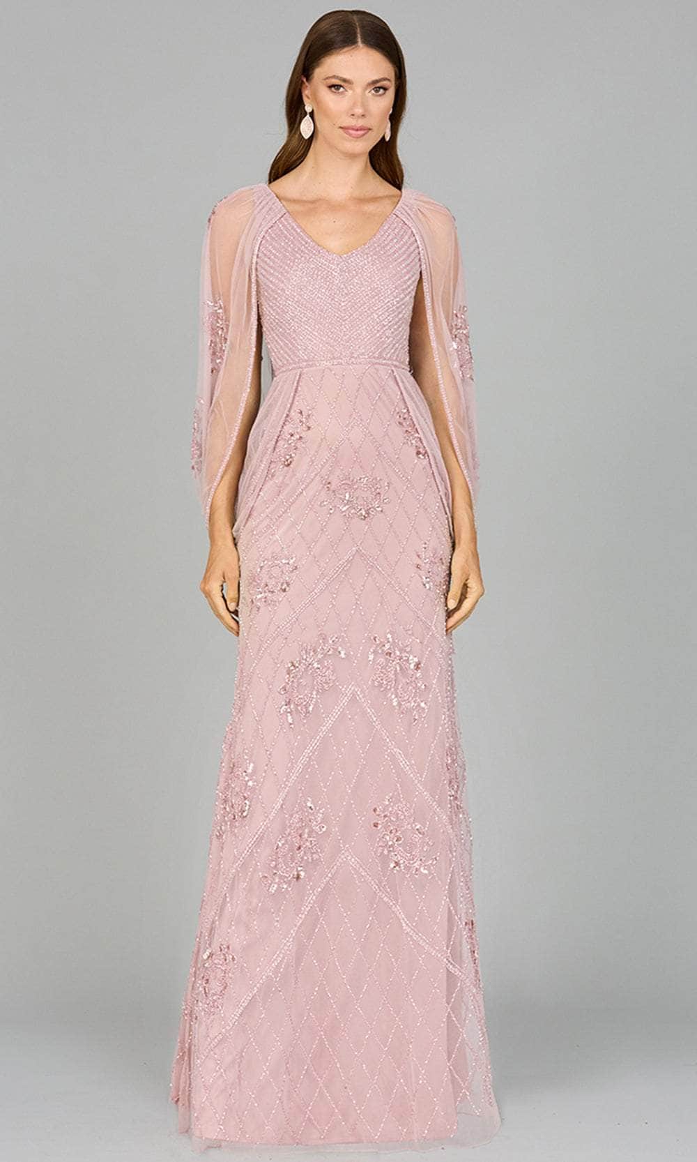 Lara Dresses 29095 - Illusion Cape Sleeve Evening Dress Special Occasion Dresses 2/ Dusty Rose