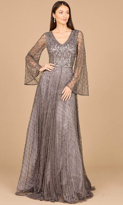 Lara Dresses 29115 - Beaded Flare Sleeve Evening Dress 0 /  Grey