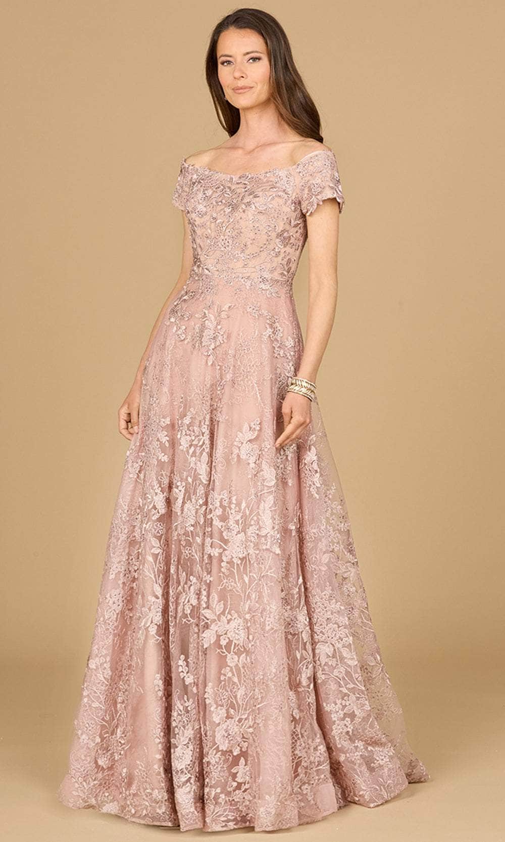 Lara Dresses 29122 - Lace Detail Evening Gown 0 /  Blush
