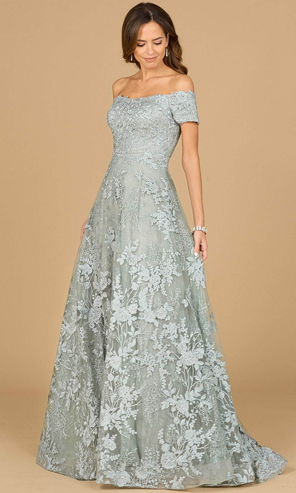 Lara Dresses 29122 - Lace Detail Evening Gown 0 /  Silver Sage