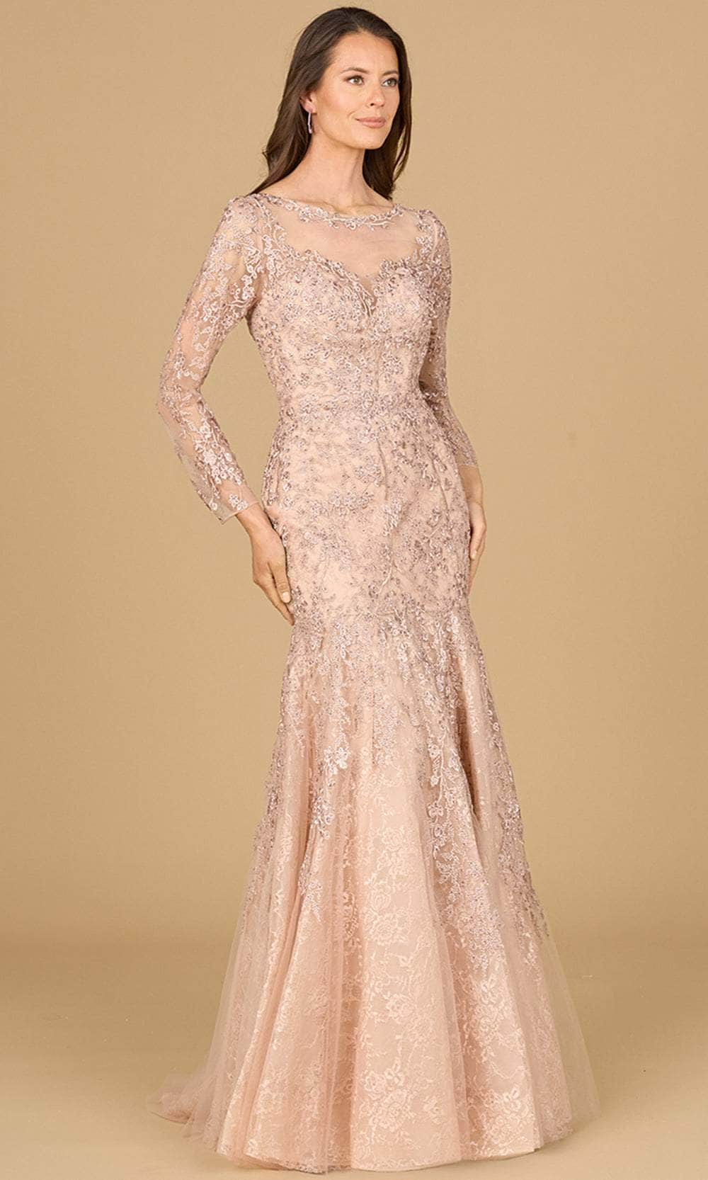 Lara Dresses 29130 - Floral Lace Gown 0 /  Mauve