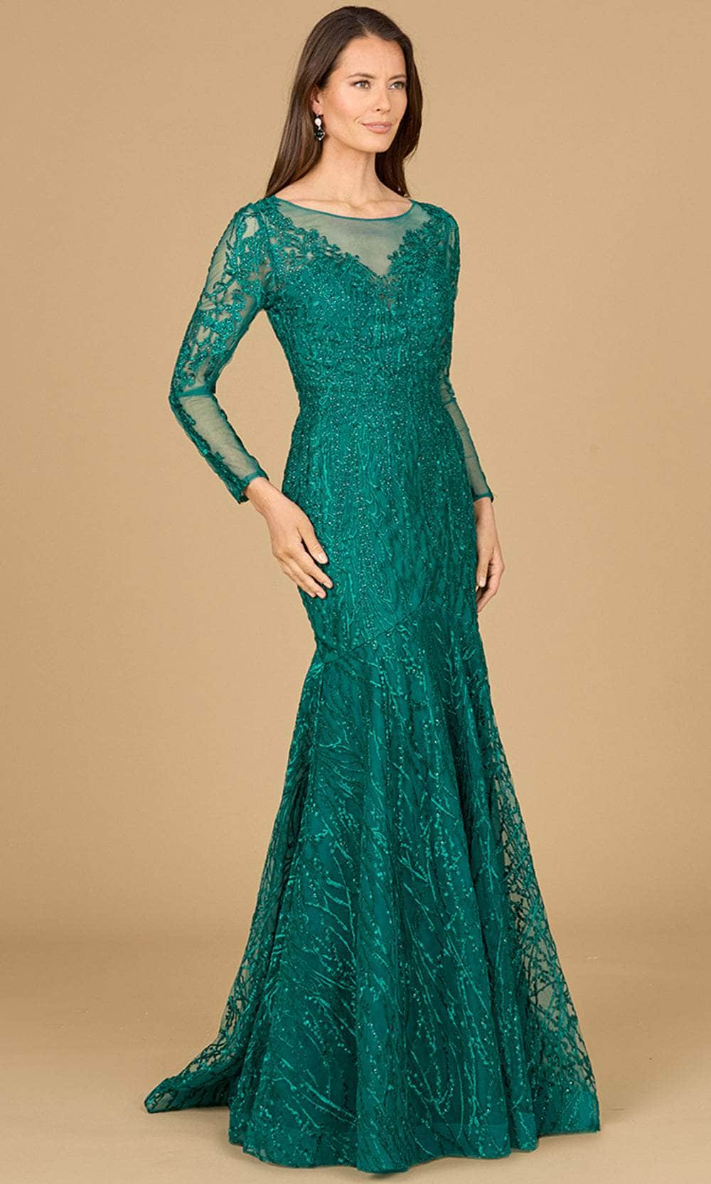 Lara Dresses 29131 - Applique Mermaid Evening Gown 0 /  Green