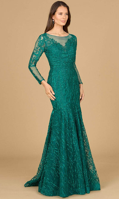 Lara Dresses 29131 - Applique Mermaid Evening Gown 0 /  Green