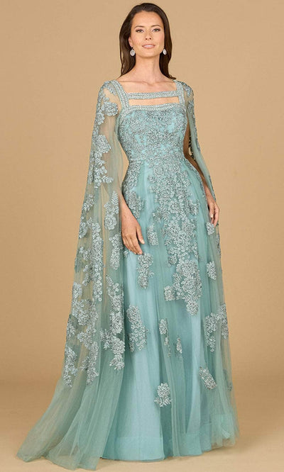 Lara Dresses 29138 - Lace Cape Sleeve Evening Gown 0 /  Dark Sage