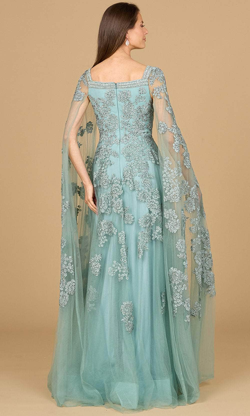 Lara Dresses 29138 - Lace Cape Sleeve Evening Gown