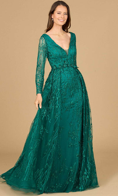 Lara Dresses 29139 - Long Sleeve Overskirt Evening Gown 0 /  Green