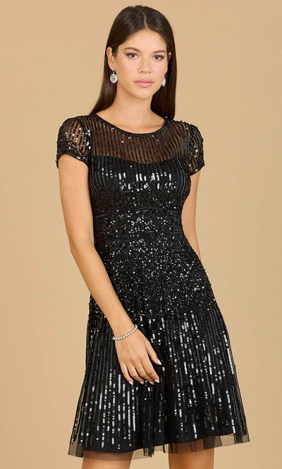 Lara Dresses 29180 - Sequined Cocktail Dress Special Occasion Dress 2 / Black