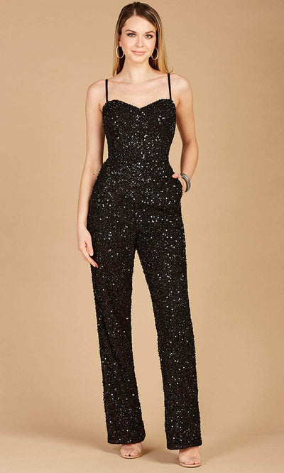 Lara Dresses 29204 - Sleeveless Sparkling Jumpsuit Special Occasion Dress 0 / Black