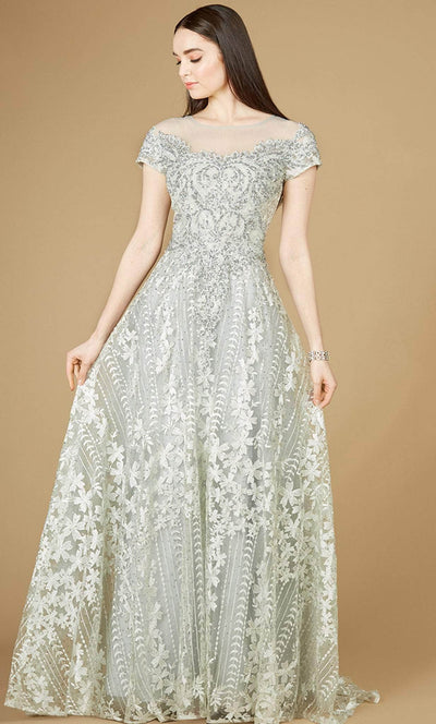 Lara Dresses 29235 - Floral Embellished Formal Gown Special Occasion Dress 4 / Glacial Green