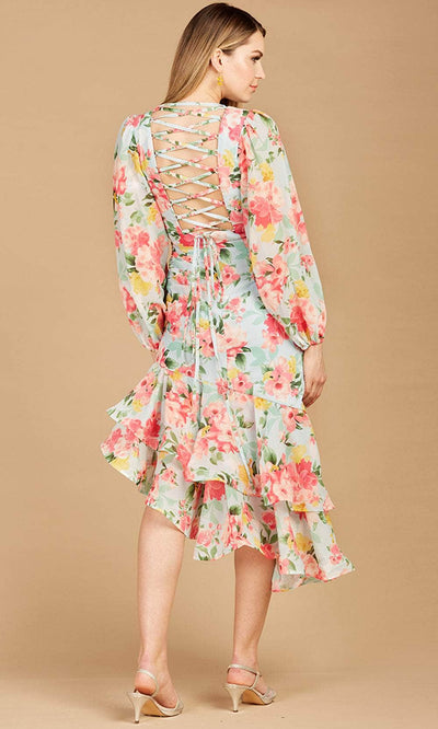 Lara Dresses 29244 - Floral Chiffon Midi Dress Special Occasion Dress