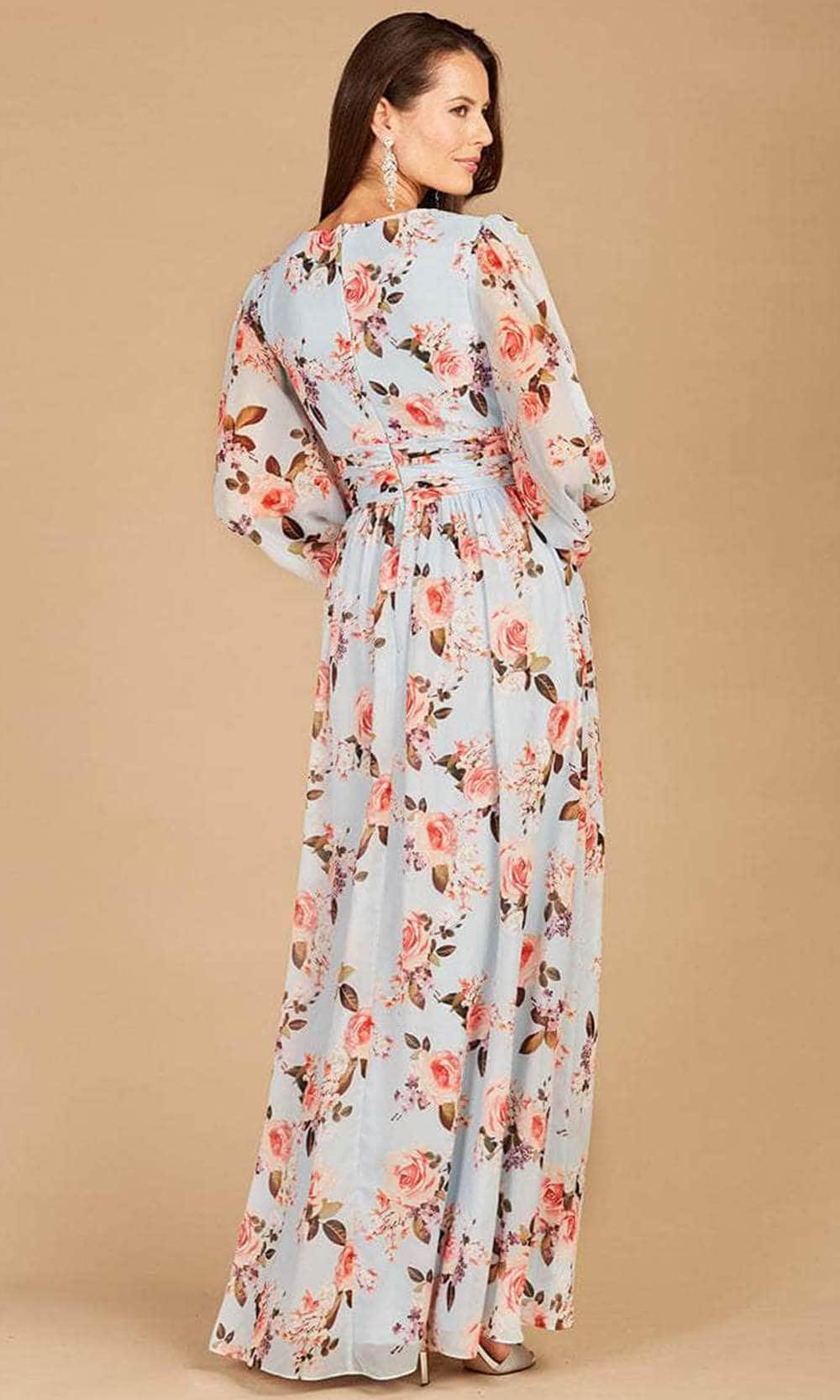 Lara Dresses 29248 - V-Neck Printed Long Sleeve Dress Special Occasion Dress