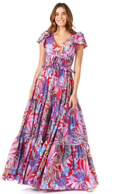 Lara Dresses 29276 - Ruffled Waist Maxi Dress Special Occasion Dress 2 / Print