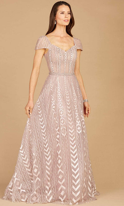 Lara Dresses 29301 - Cap Sleeved Beaded Gown Special Occasion Dress 2 / Antiquerose