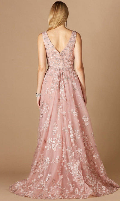 Lara Dresses 29324 - Embroidered V-neck Long Gown Prom Dresses
