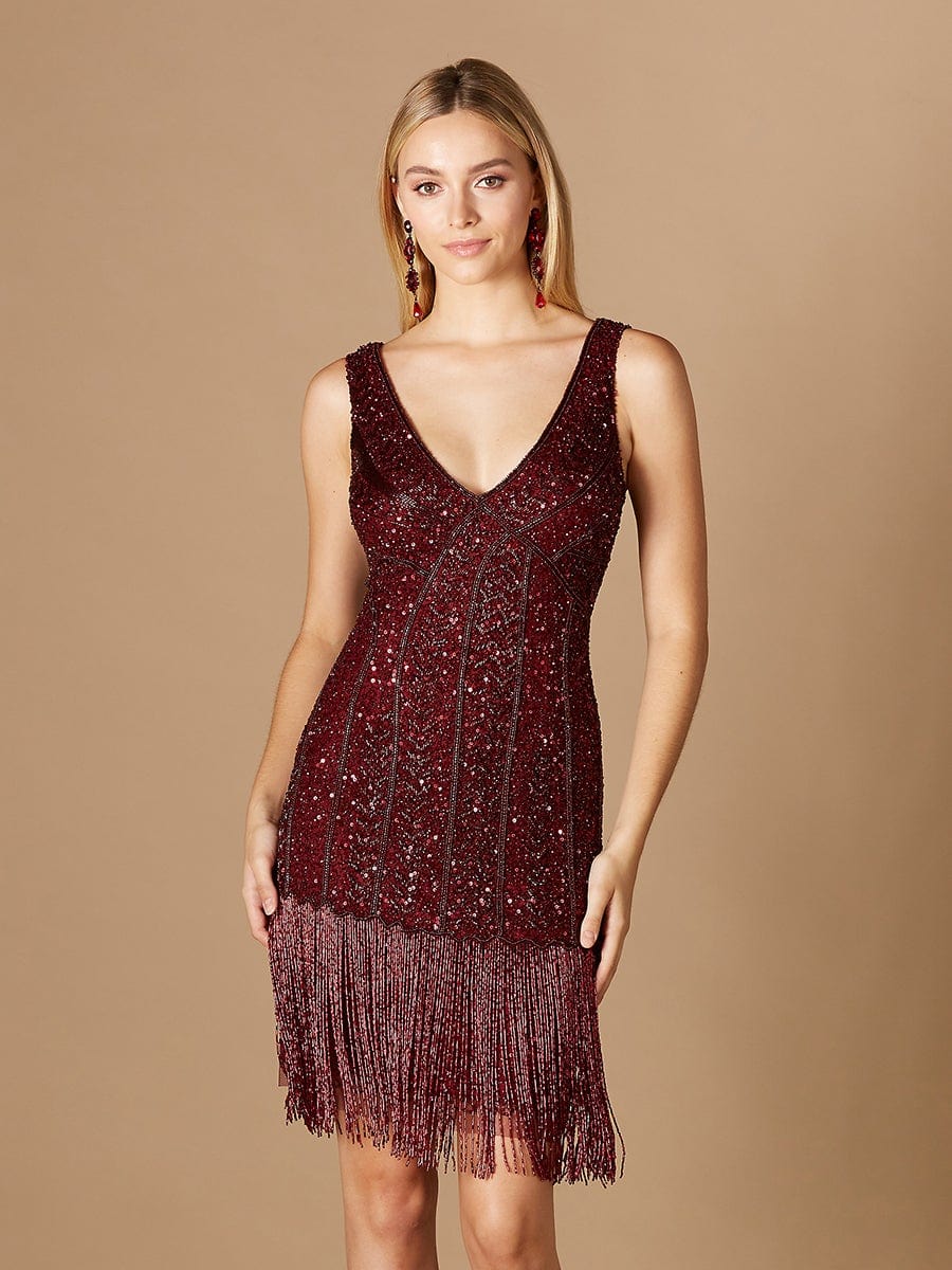 Lara Dresses 29361 - Sleeveless Fringe Mid-Thigh Dress Special Occasion Dress