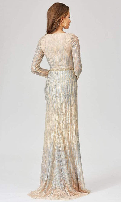 Lara Dresses - 29467 Rhinestone Ornate High Slit Sheath Gown Evening Dresses