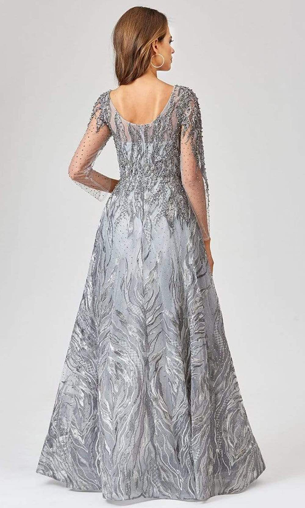 Lara Dresses - 29469 Crystal Ornate Long Sleeve A-Line Gown Evening Dresses