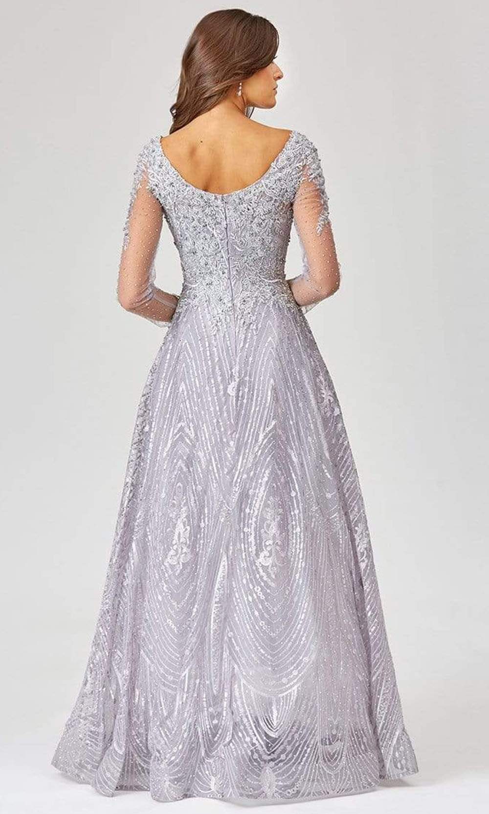 Lara Dresses - 29479 Beaded Plunging V Neck Long Sleeves Dress Evening Dresses