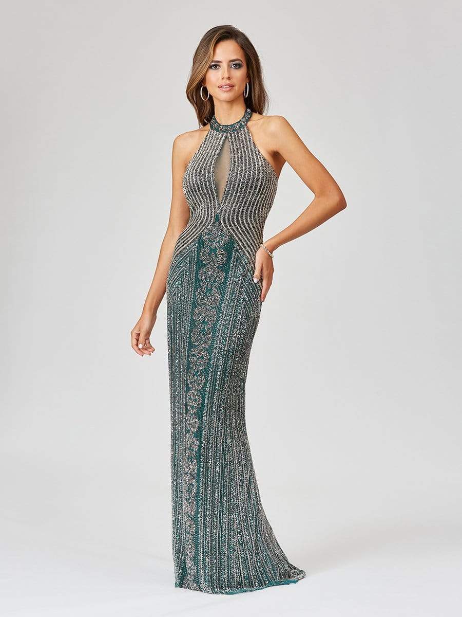 Lara Dresses - 29600 Beaded Halter Sheath Evening Gown Evening Dresses