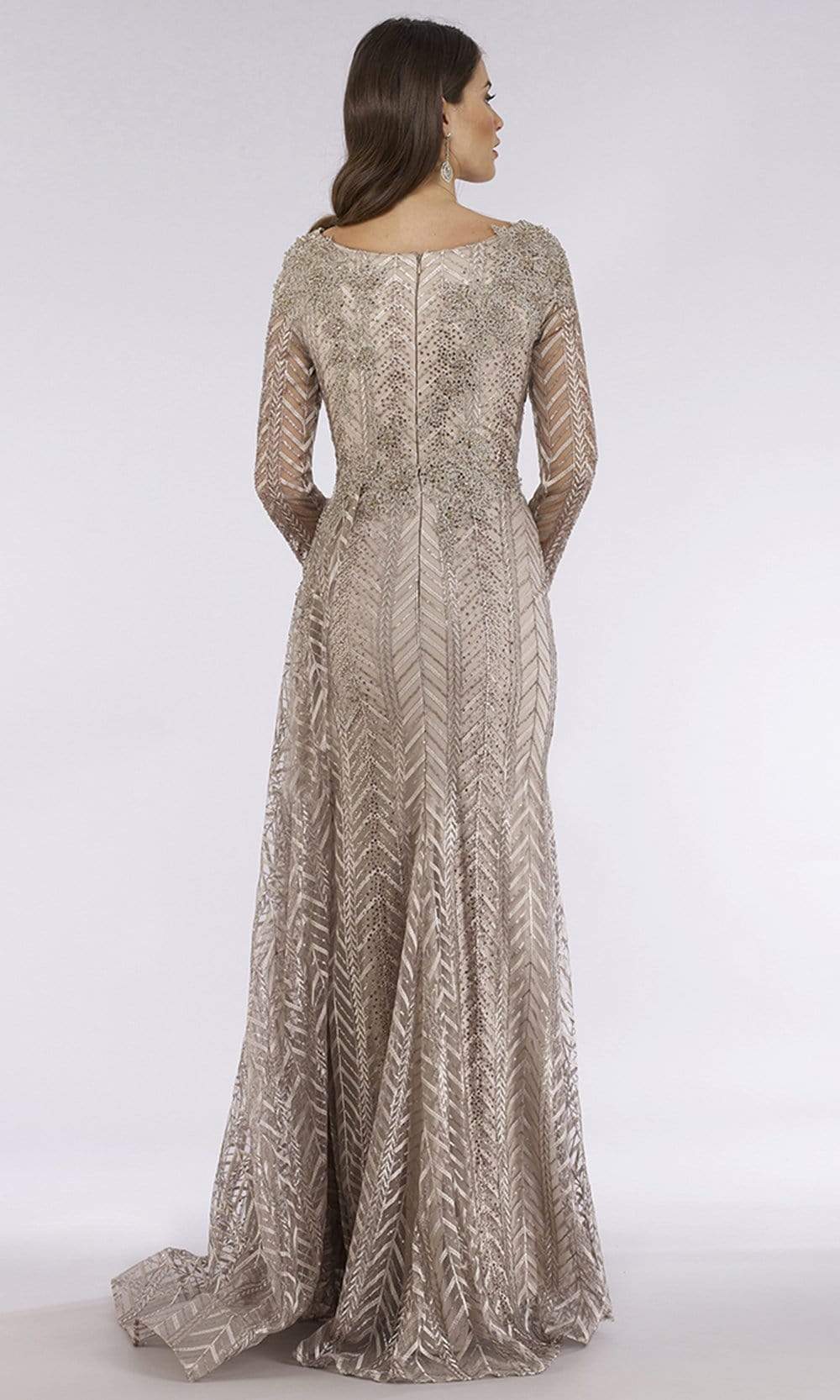 Lara Dresses - 29620 Trimmed V Neck Long Sleeve Adorned Evening Gown Mother of the Bride Dresses