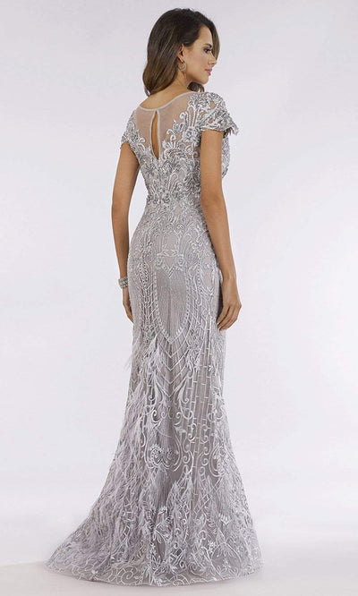 Lara Dresses - 29624 Embroidered Fringe Illusion Scoop Sheath Dress Evening Dresses
