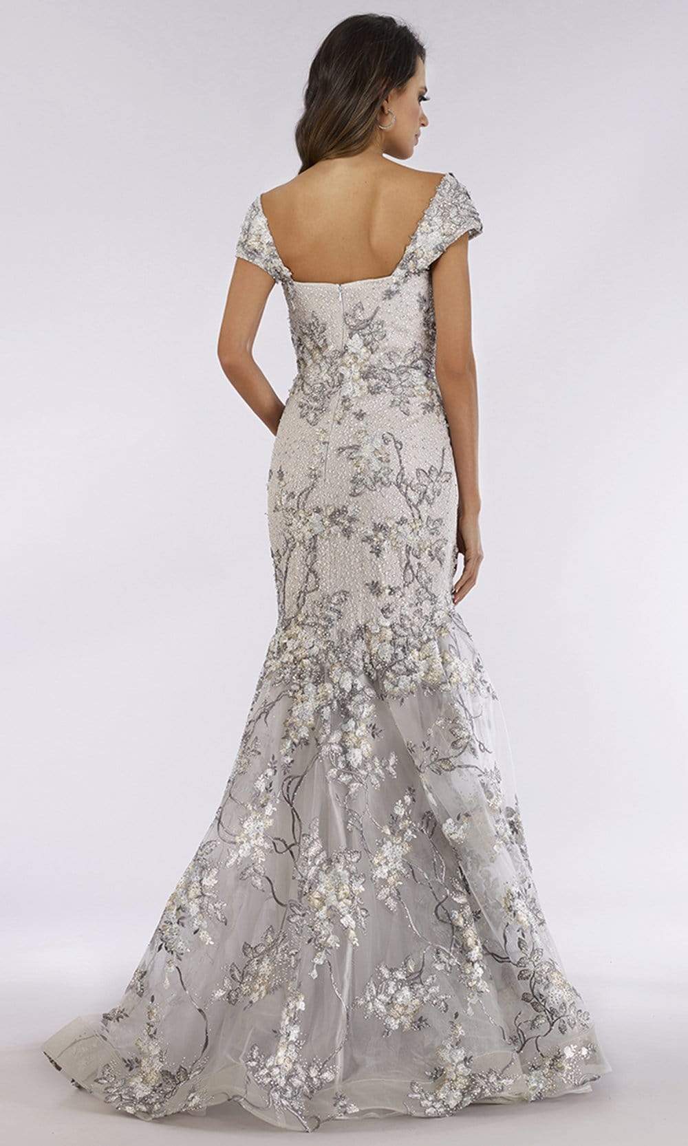 Lara Dresses - 29642 Short Sleeve Beaded Lace Mermaid Dress Evening Dresses