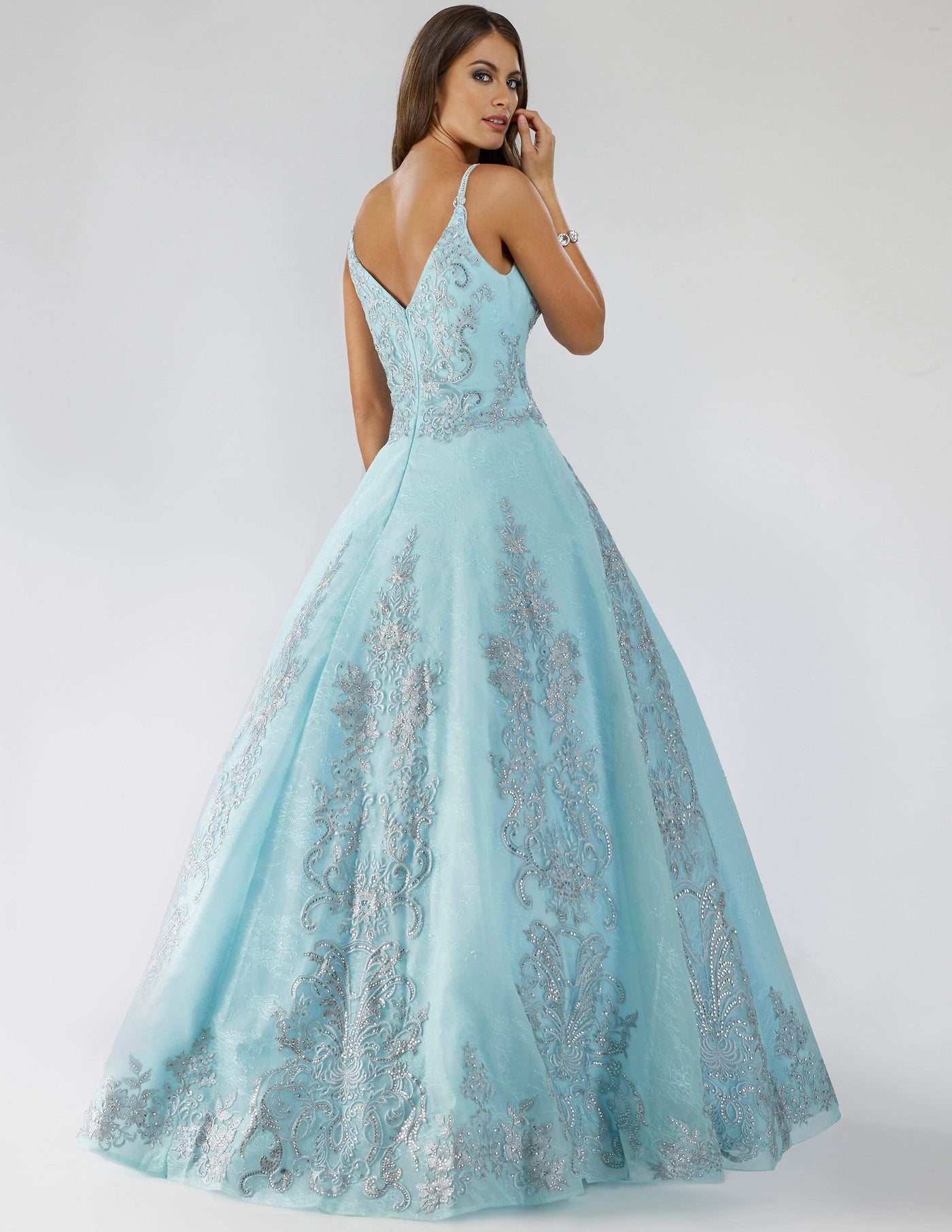 Lara Dresses - 29681 Lace Plunging V-neck Ballgown Ball Gowns