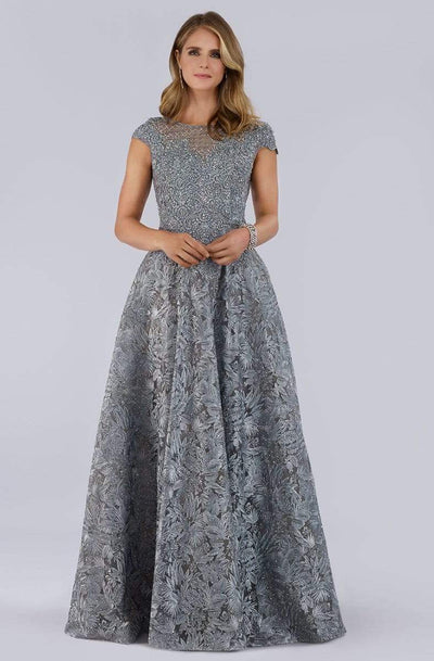 Lara Dresses - 29752 Embellished Bateau A-line Gown Special Occasion Dress 4 / Slate