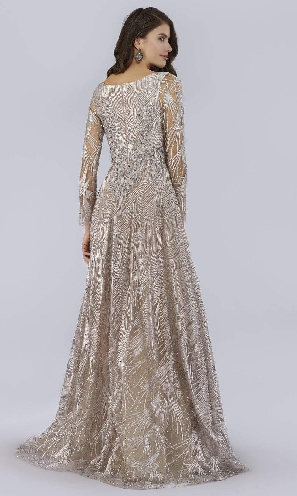 Lara Dresses - 29753 V Neck Long Sleeves Beaded Embroidered Gown Mother of the Bride Dresses