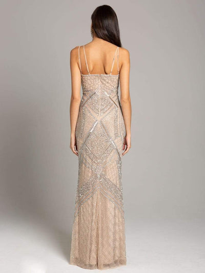 Lara Dresses - 29911 Sleeveless V Neck Beaded Embellished Sheath Gown Special Occasion Dress