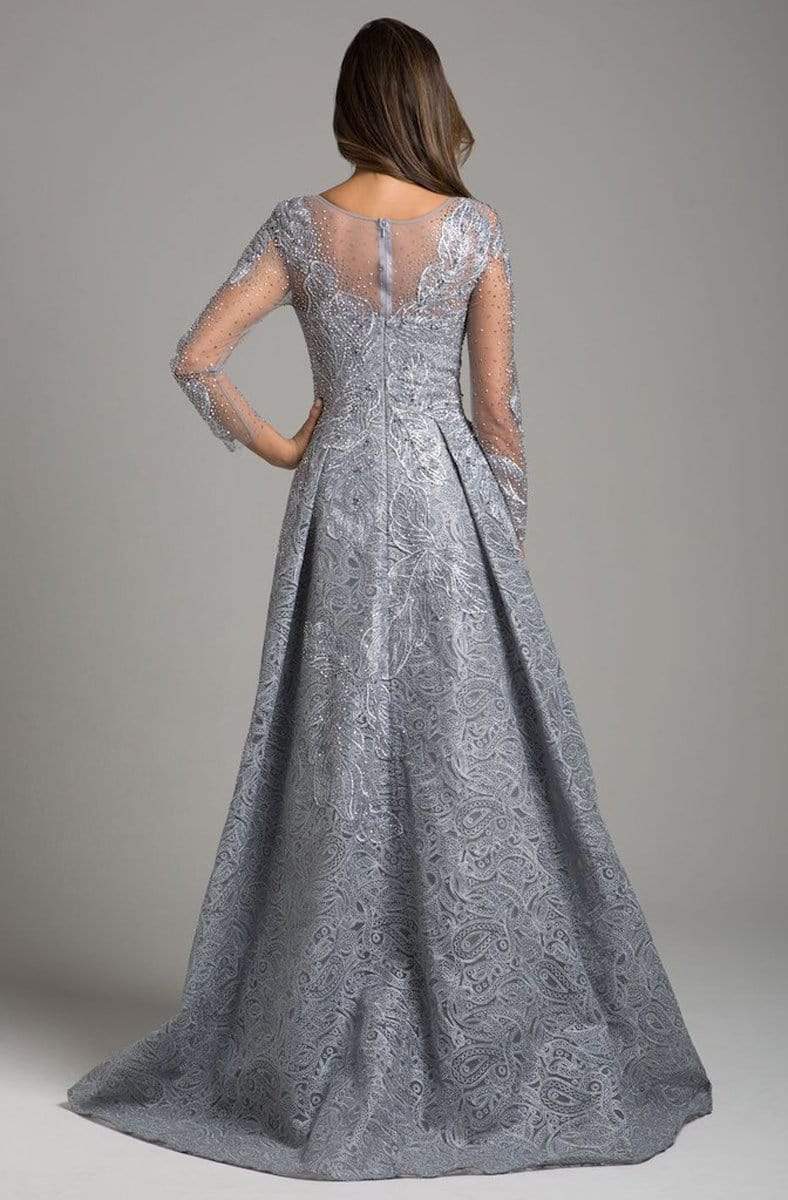 Lara Dresses - 29923 Appliqued Sheer Long Sleeves Evening Gown Special Occasion Dress