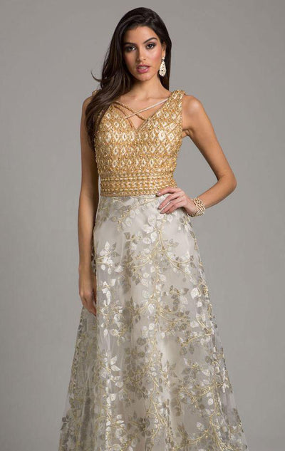 Lara Dresses - 29957 Gold Embellished A-Line Evening Gown Special Occasion Dress