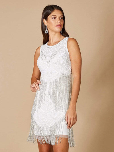 Lara Dresses - 33544 Embellished Jewel Fringe Sheath Dress Special Occasion Dress