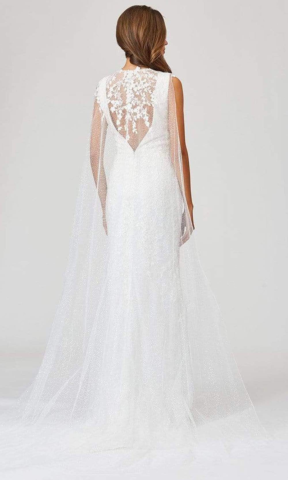Lara Dresses - 51043 Lace V Neck With Sheer Cape Dress Wedding Dresses