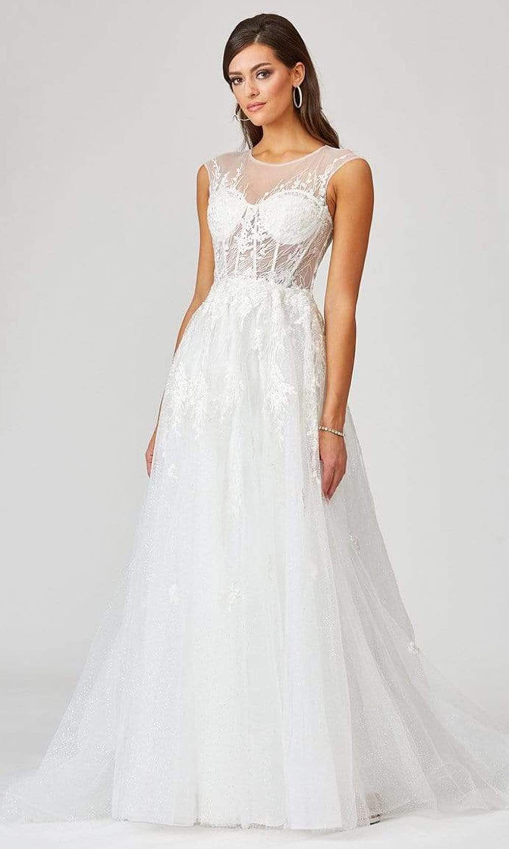 Lara Dresses - 51044 Embellished A-Line Dress Wedding Dresses 0 / Ivory