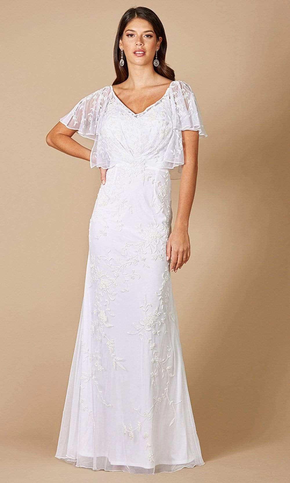 Lara Dresses - 51056 Flutter Sleeve Embellished Bridal Gown Bridal Dresses