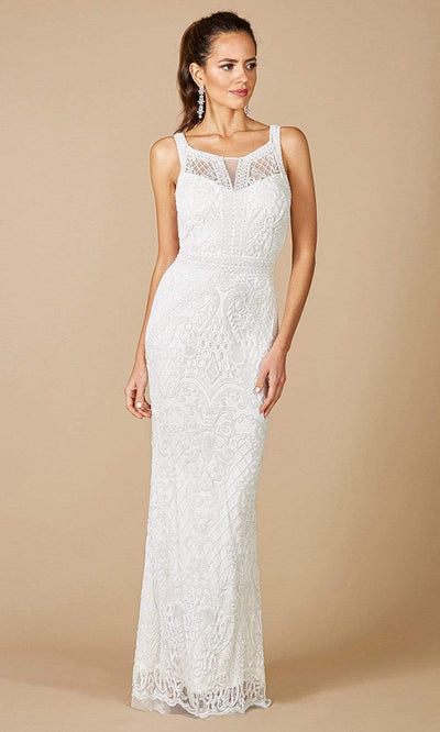 Lara Dresses - 51086 Illusion Straights Sheath Evening Dress Bridal Dresses 0 / Ivory
