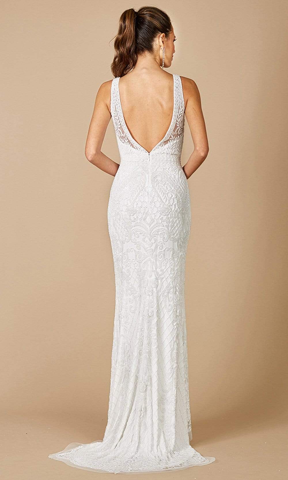 Lara Dresses - 51086 Illusion Straights Sheath Evening Dress Bridal Dresses