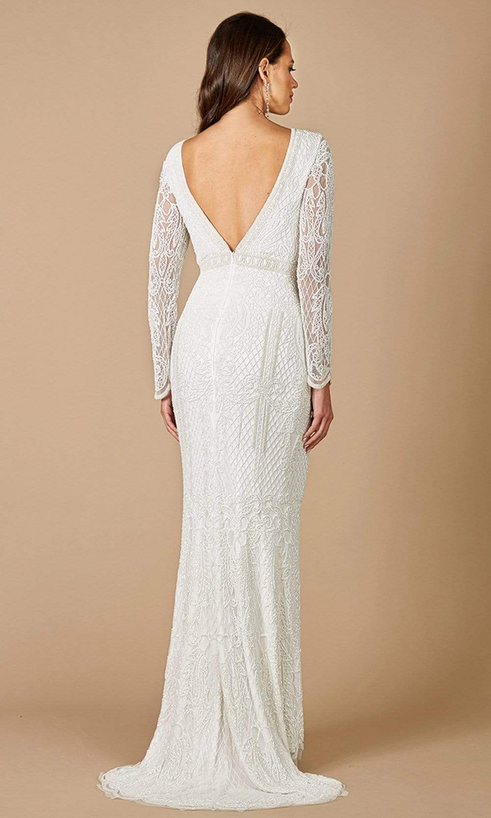 Lara Dresses - 51090 Long Sleeve Textured Column Dress Bridal Dresses