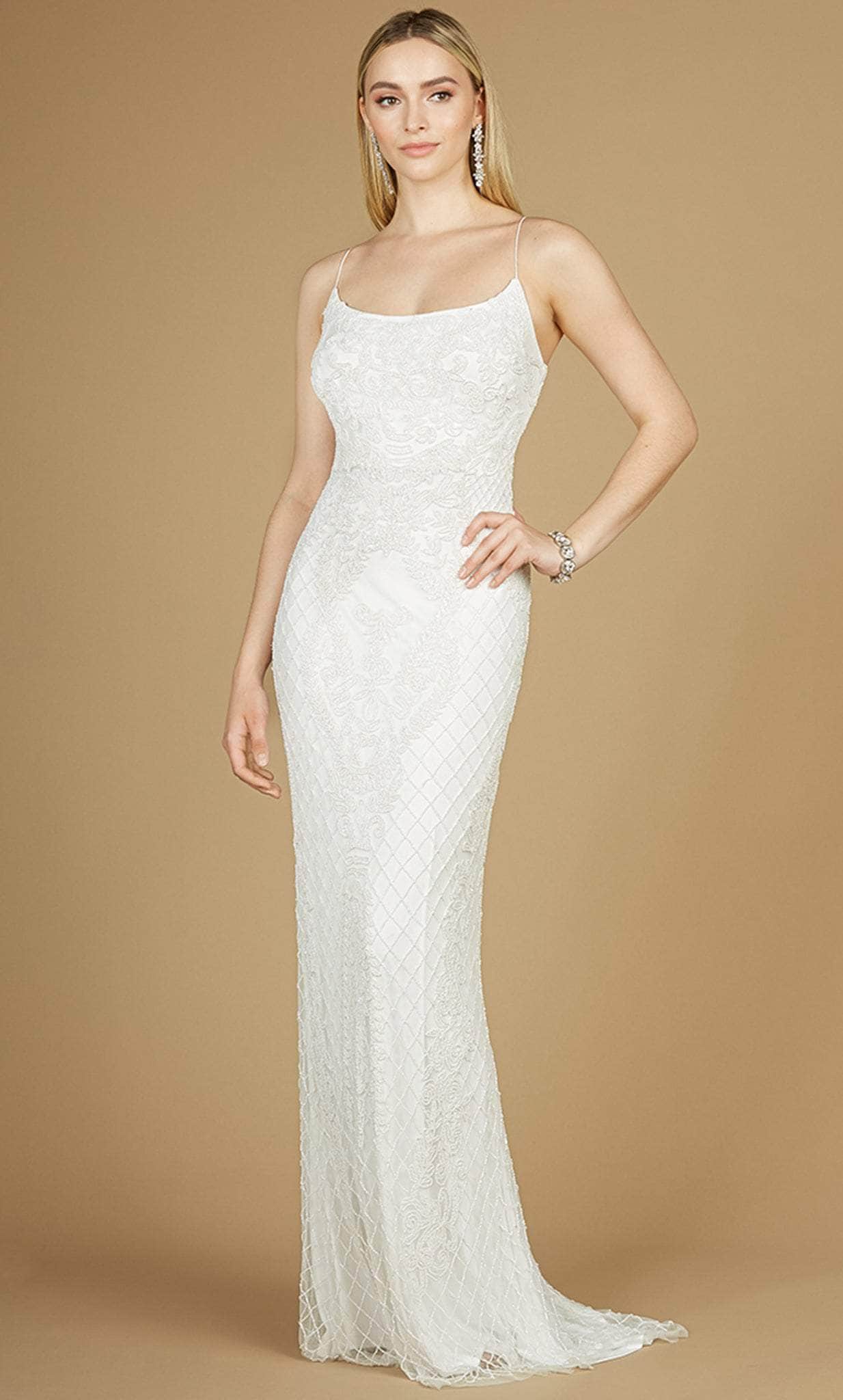 Lara Dresses 51113 - Lace Embroidered Scoop Bridal Gown Bridal Dresses 0 / Ivory