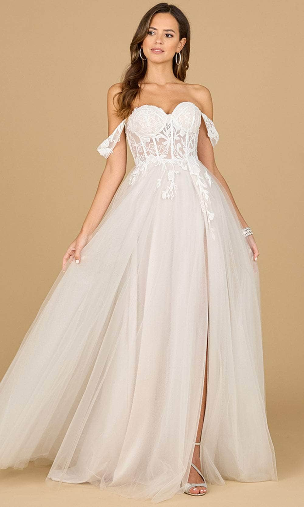 Lara Dresses 51114 - Off-Shoulder Wedding Gown 0 /  Ivory