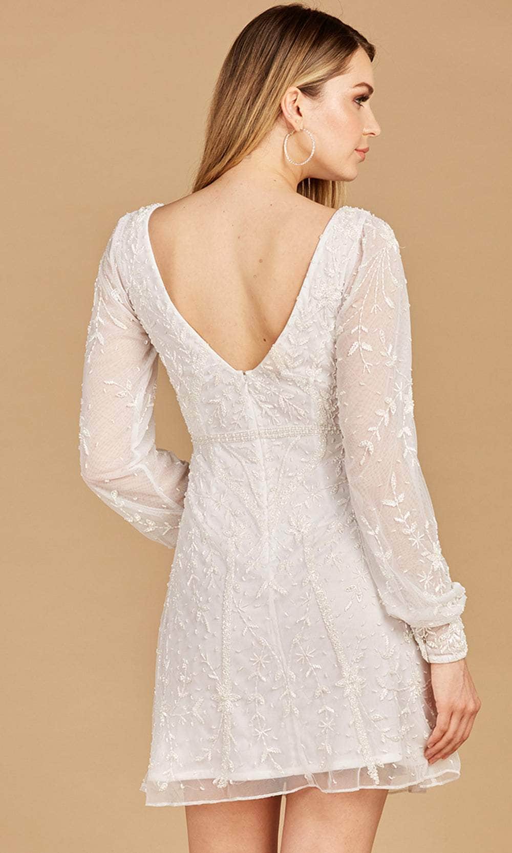 Lara Dresses 51116 - Short Sheath Dress - Long Cuffed Sleeves, Lace Overlay, Beading, Embroideries,Fitted Bodice 4 / Ivory Lara Dresses 51116 - Short Sheath Dress - Long Cuffed Sleeves, Lace Overlay, Beading, Embroideries,Fitted Bodice 4 / Ivory