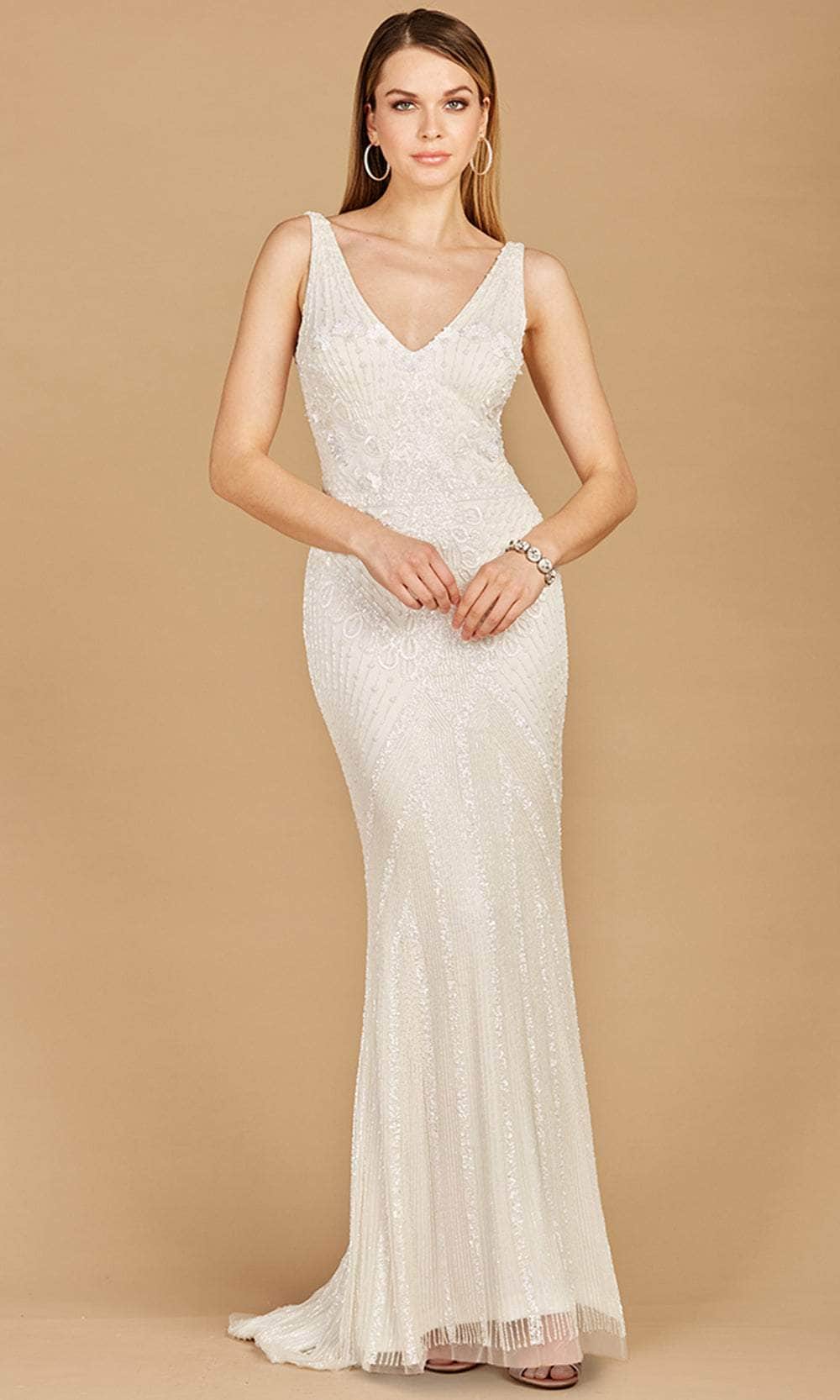 Lara Dresses 51129 - Embellished V-Neck Beaded Gown Special Occasion Dress 0 / Ivory