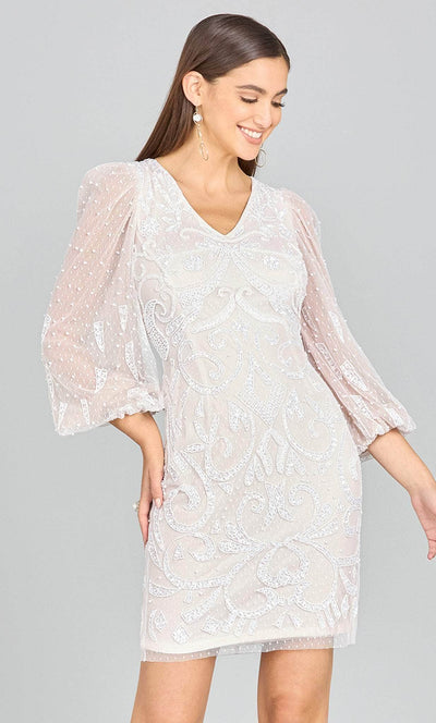 Lara Dresses 51130 - Quarter Sleeved Cocktail Dress Special Occasion Dress 0 / Ivory Buff