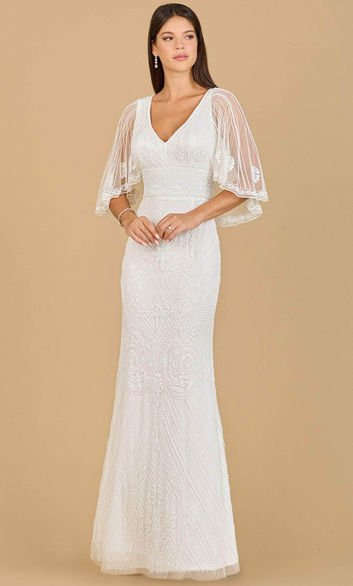 Lara Dresses 51142 - Sheer Cape Formal Dress Special Occasion Dress 4 / Ivory