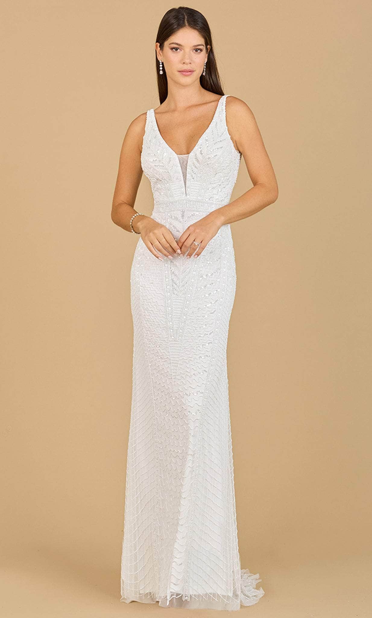 Lara Dresses 51147 - V-Neck Beaded Bridal Dress Bridal Dresses 0 / Ivory