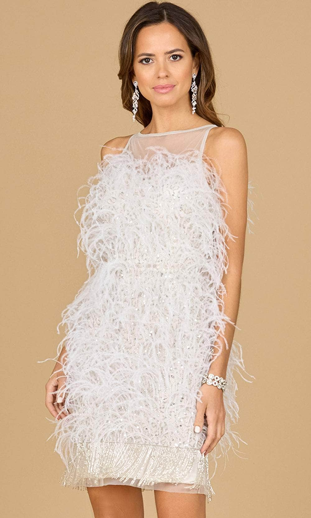 Lara Dresses 51170 - Feather Embellished Dress 0 /  Ivory