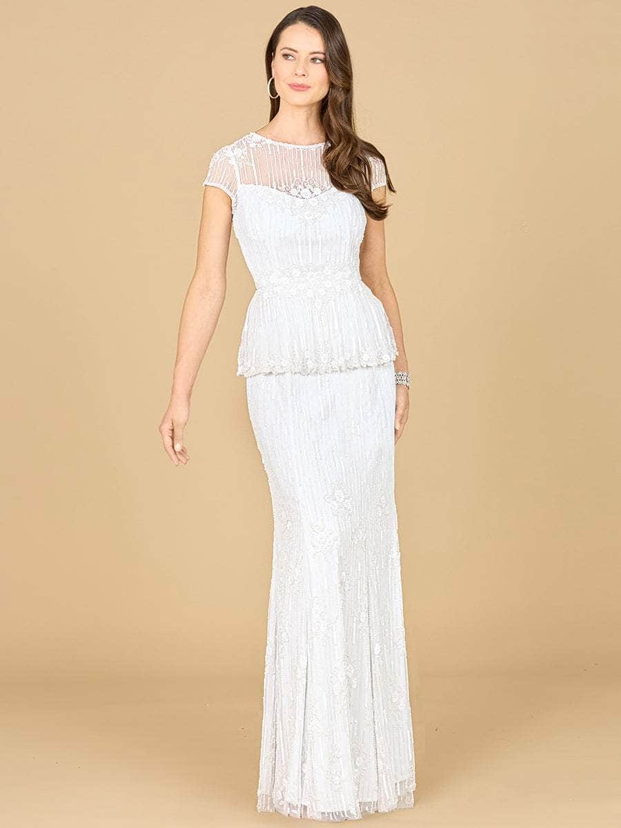 Lara Dresses 51179 - Peplum Cap Sleeve Bridal Dress Special Occasion Dresses 2/ Ivory